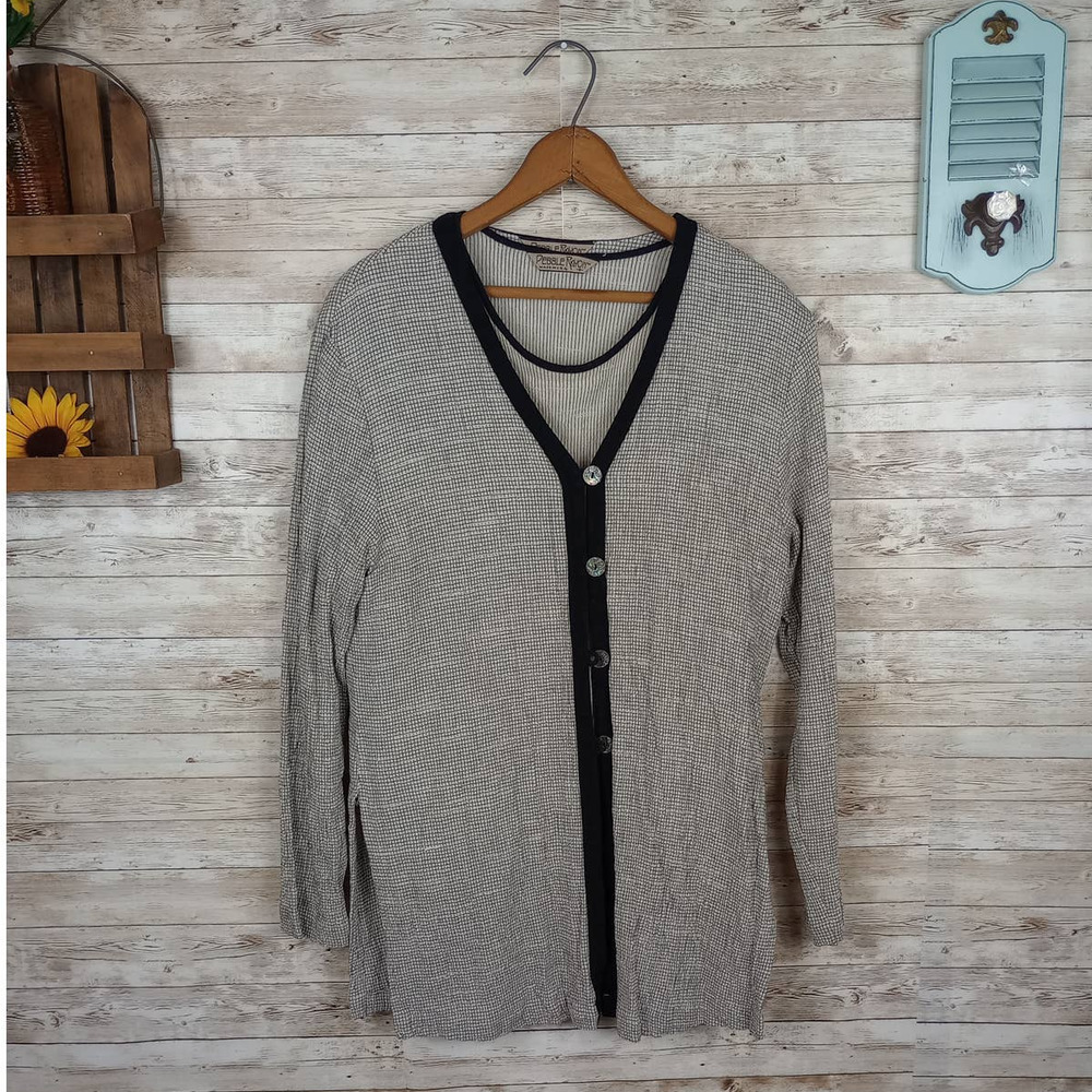 PEBBLE Rayon‎ Women's Cardigan Short Sleeve Top 2-Piece Vintage Set Size S